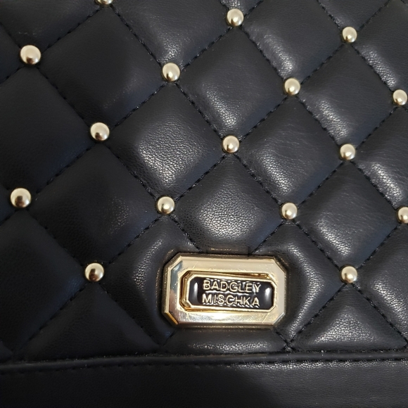 Badgley Mischka Vegan Leather Studded Crossbody in Black - Picture 9 of 10